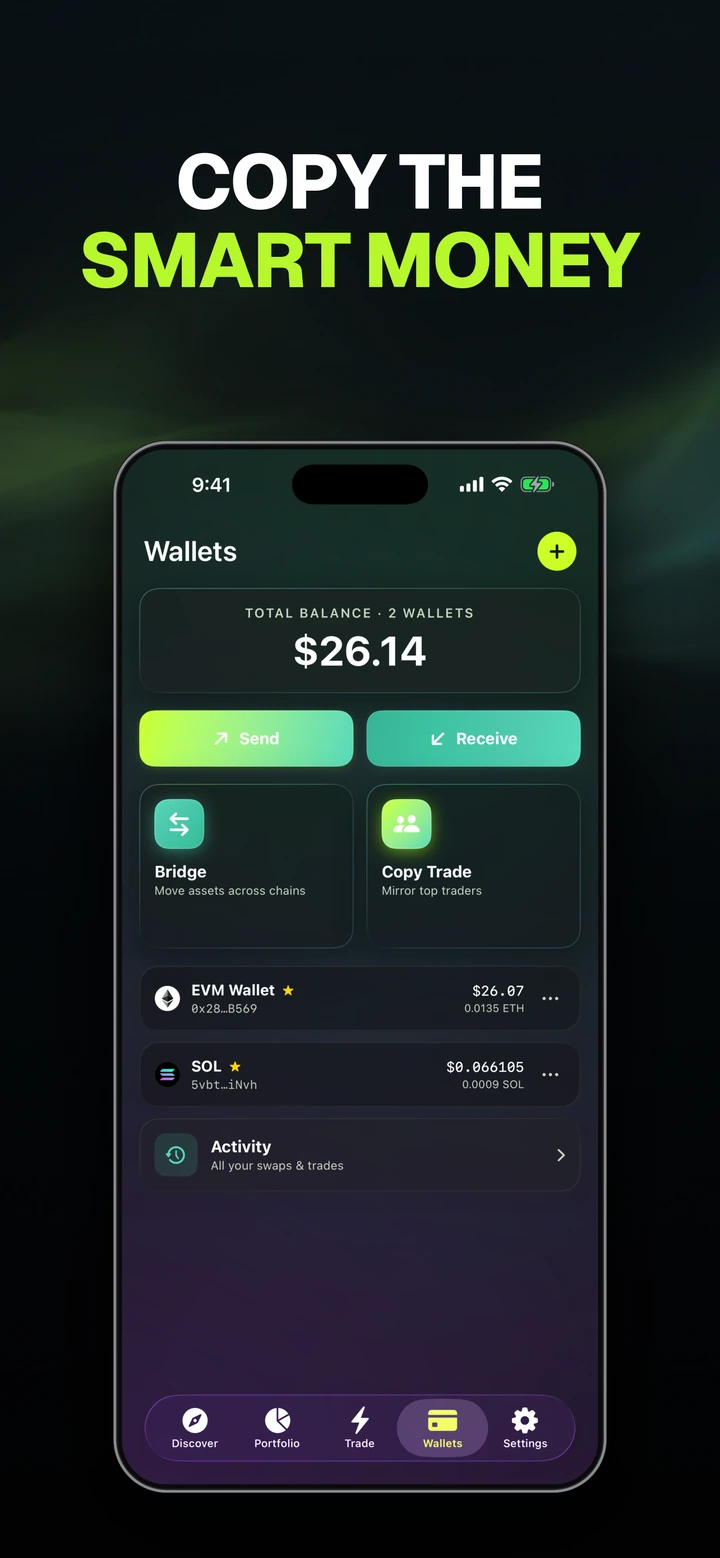App Store screenshot: Wallets screen
